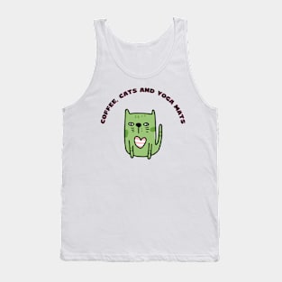 Coffee cats and yoga mats funny yoga and cat drawing Tank Top